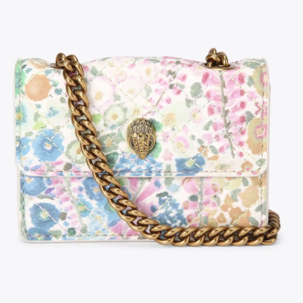 Kurt Geiger pastel floral quilted crossbody with gold chain